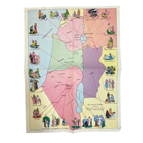 1951 Standard Bible Maps And Charts 8 Poster Set 19x25 Sunday School Vintage Lot - Picture 8 of 11